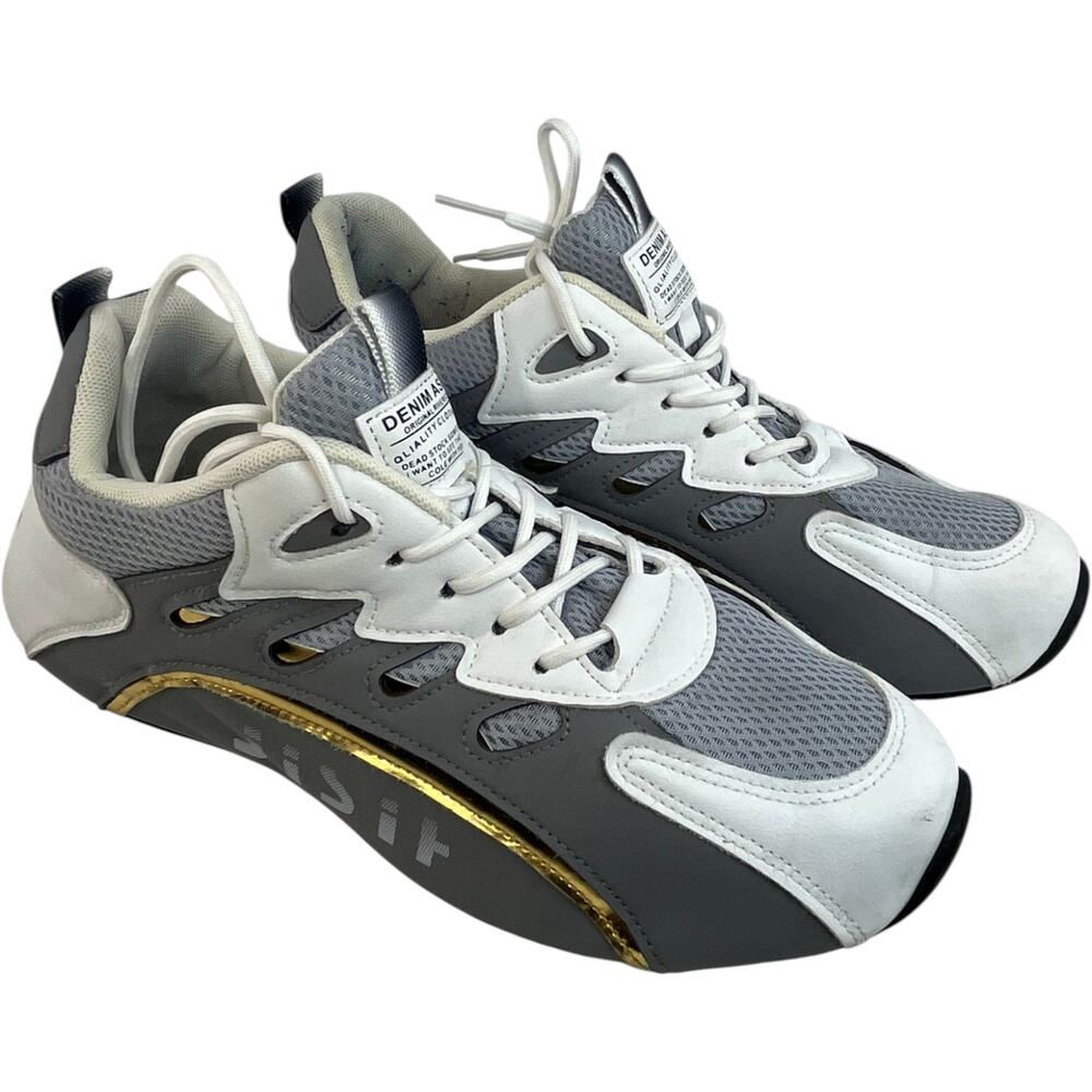 JISHI Mens Chunky Sneakers Gray White Streetwear Shoes Size 12